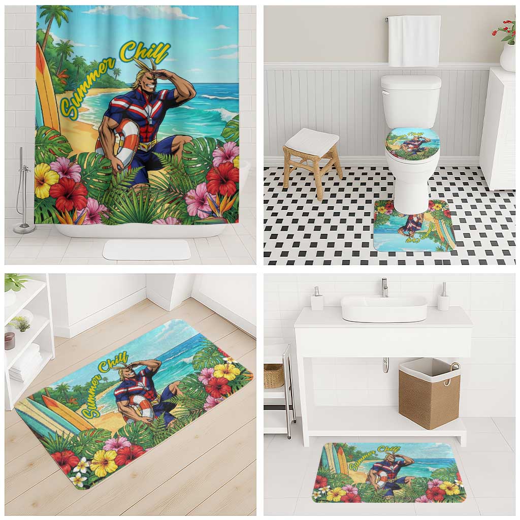 Toshinori Yagi Summer Chill Bathroom Set Heroic Tropical Anime Art