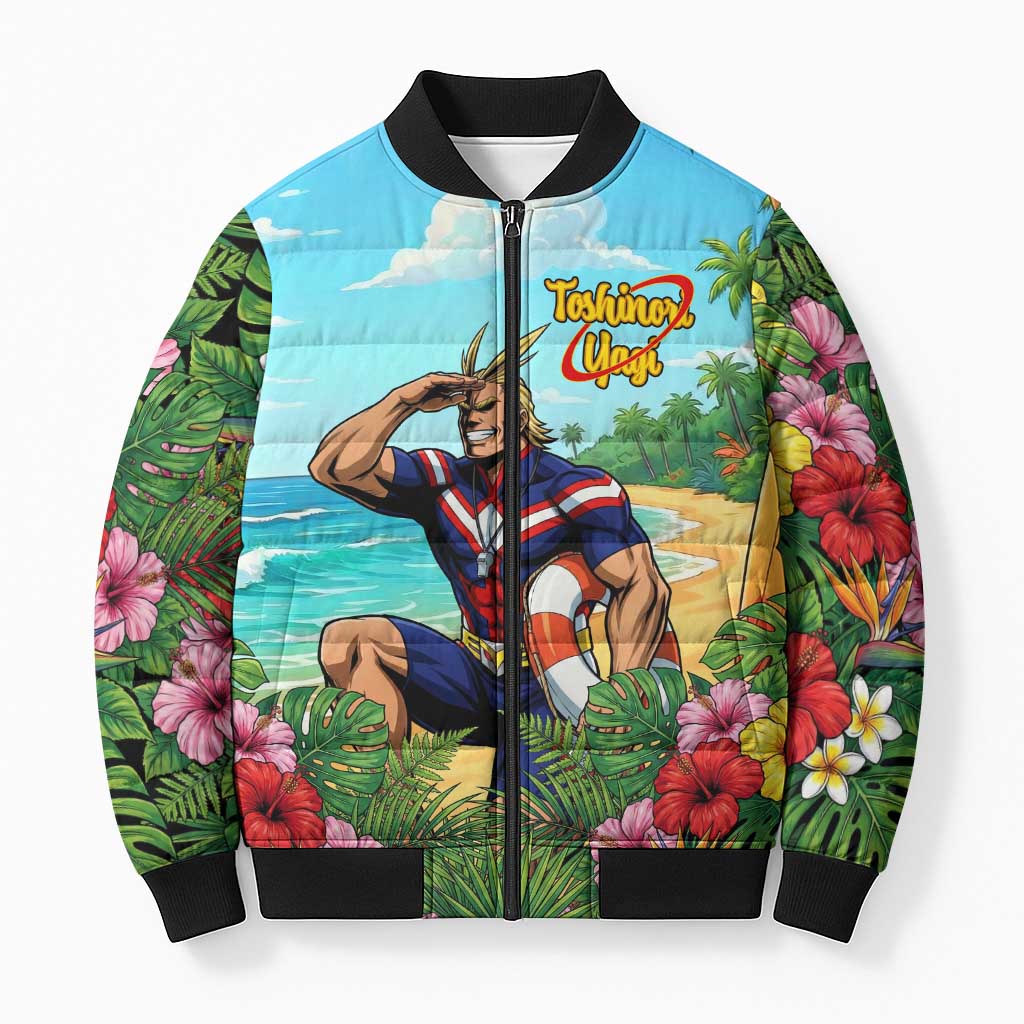 Toshinori Yagi Summer Chill Bomber Puffer Jacket Heroic Tropical Anime Art