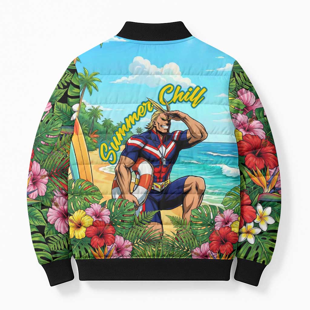 Toshinori Yagi Summer Chill Bomber Puffer Jacket Heroic Tropical Anime Art