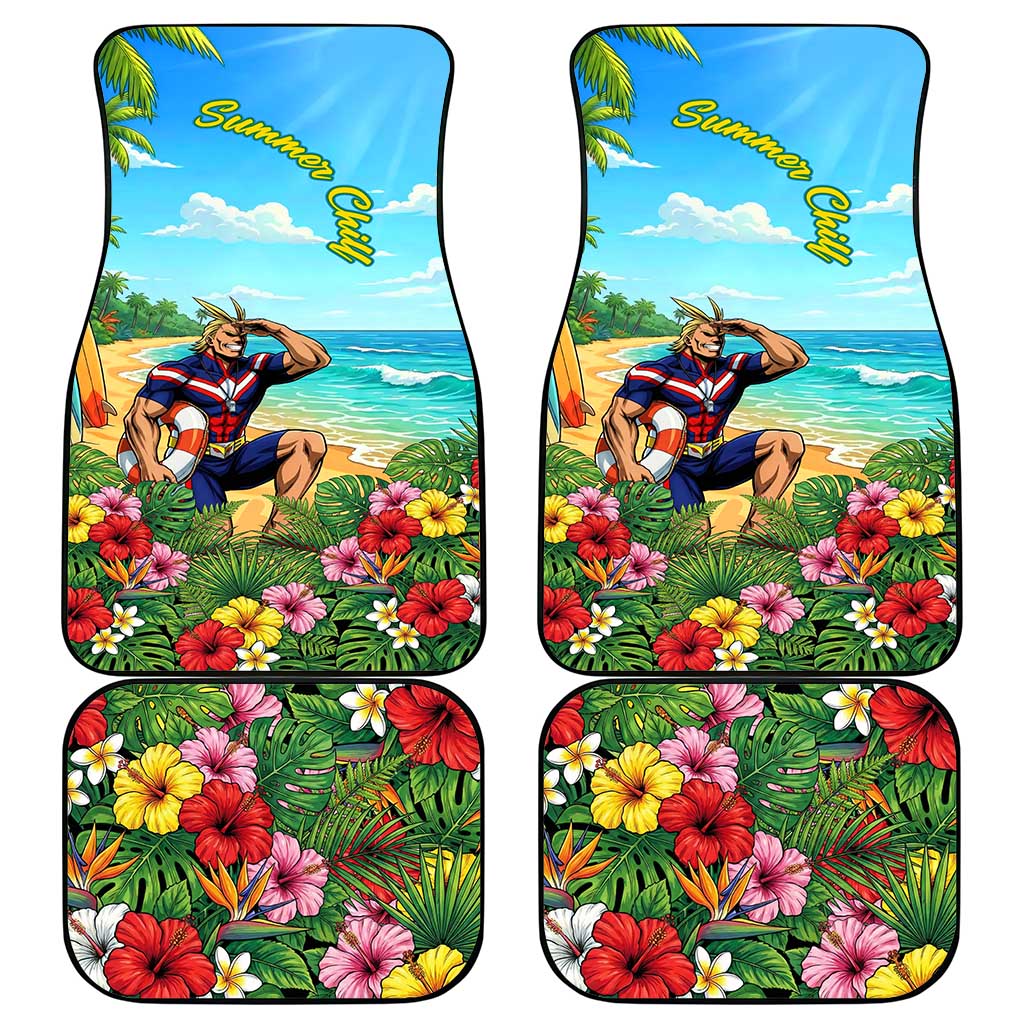 Toshinori Yagi Summer Chill Car Mats Heroic Tropical Anime Art