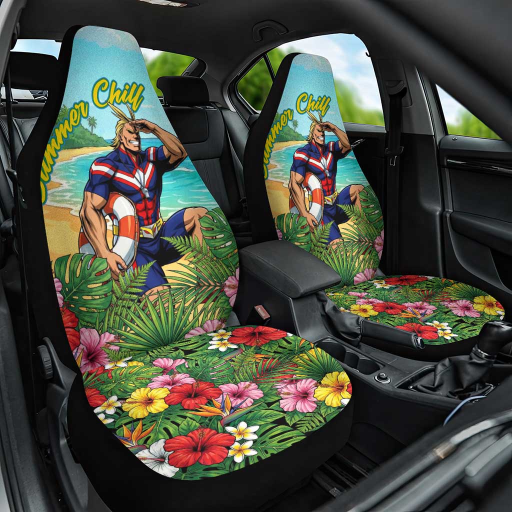 Toshinori Yagi Summer Chill Car Seat Cover Heroic Tropical Anime Art