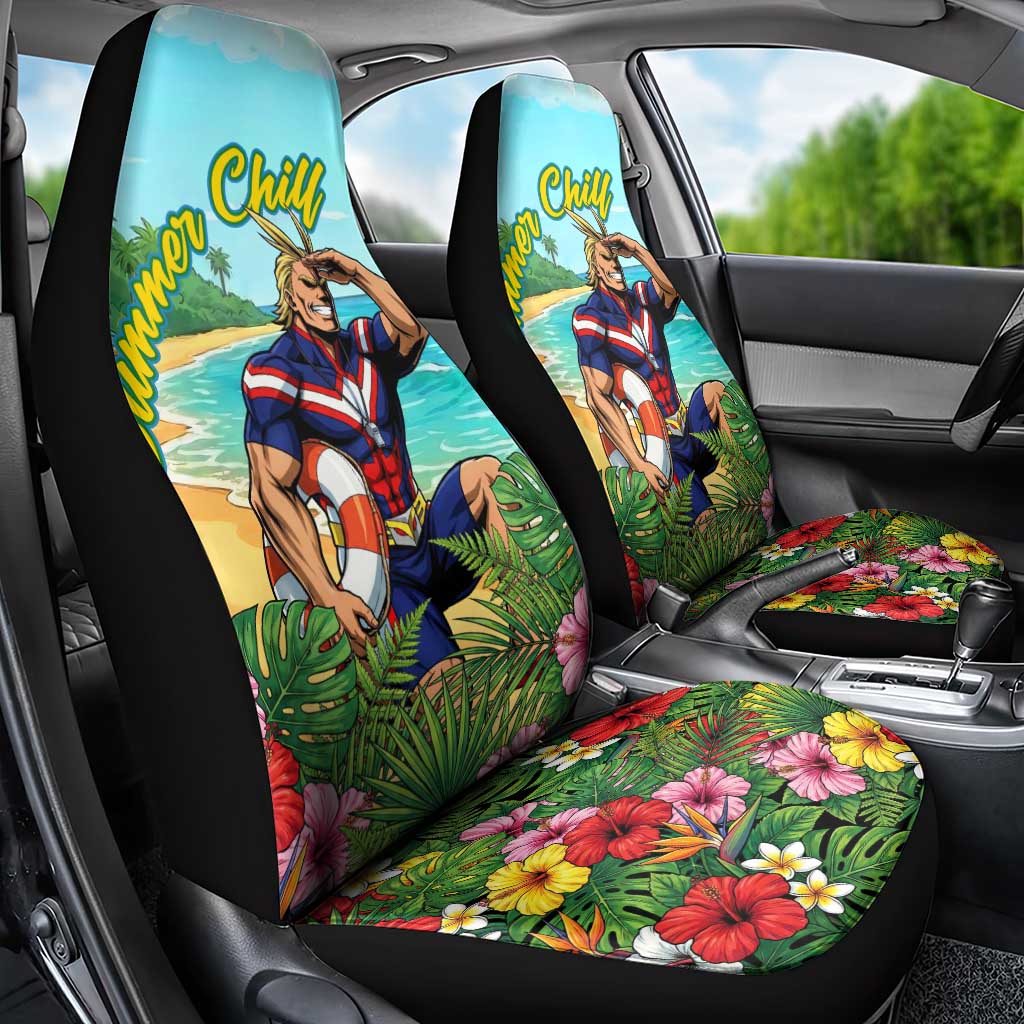 Toshinori Yagi Summer Chill Car Seat Cover Heroic Tropical Anime Art