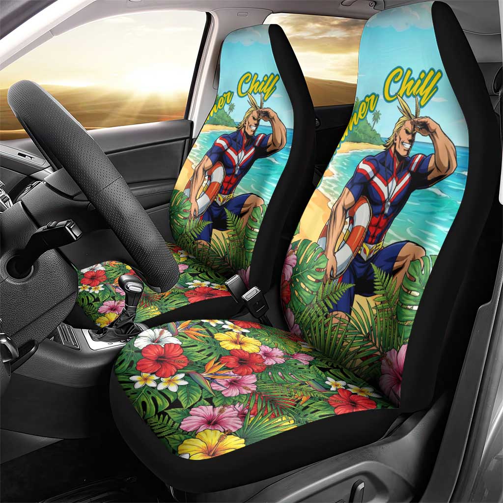 Toshinori Yagi Summer Chill Car Seat Cover Heroic Tropical Anime Art