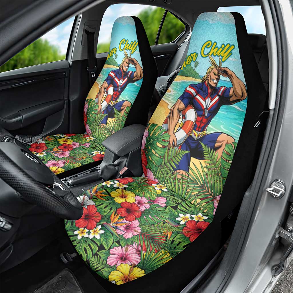 Toshinori Yagi Summer Chill Car Seat Cover Heroic Tropical Anime Art