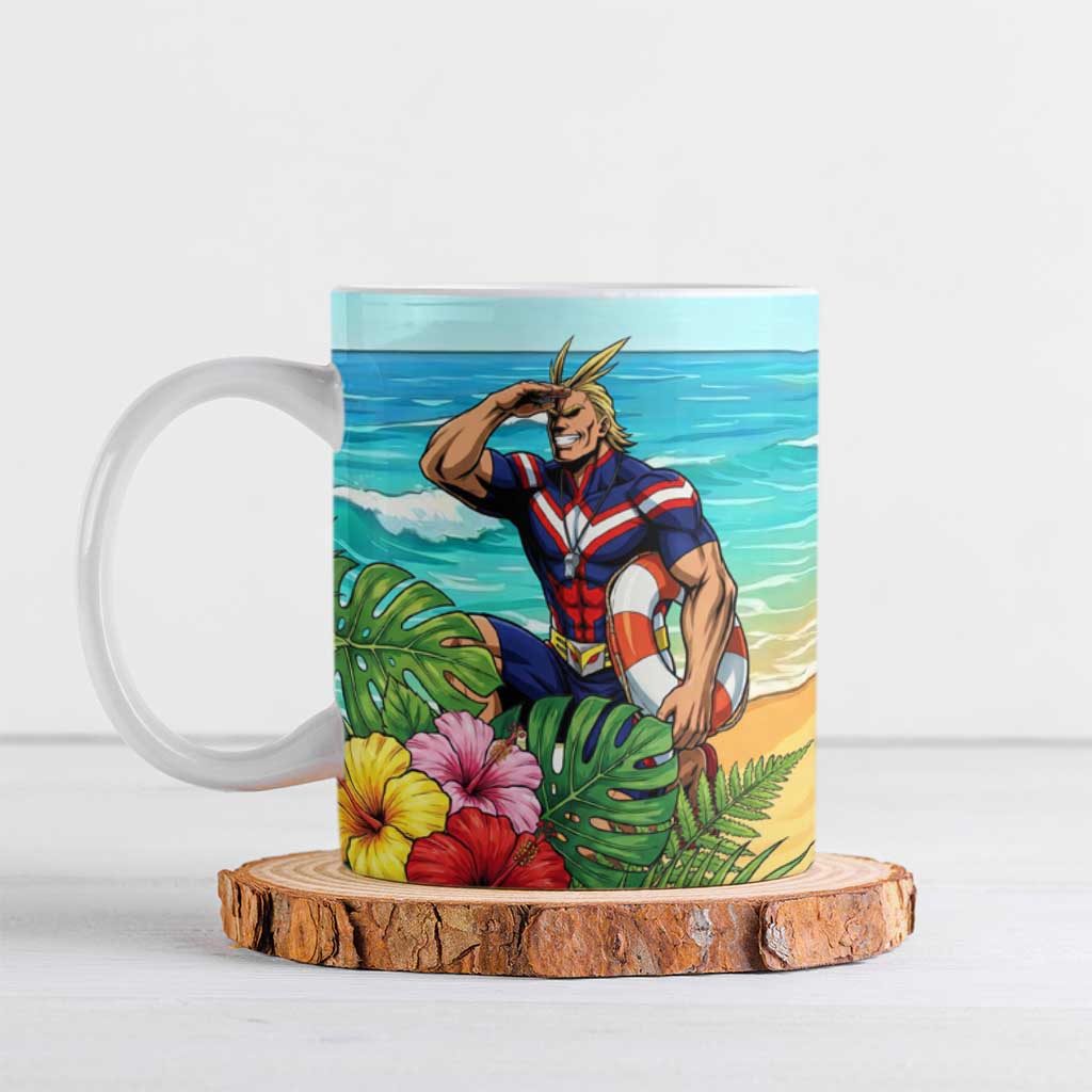 Toshinori Yagi Summer Chill Ceramic Mug Heroic Tropical Anime Art