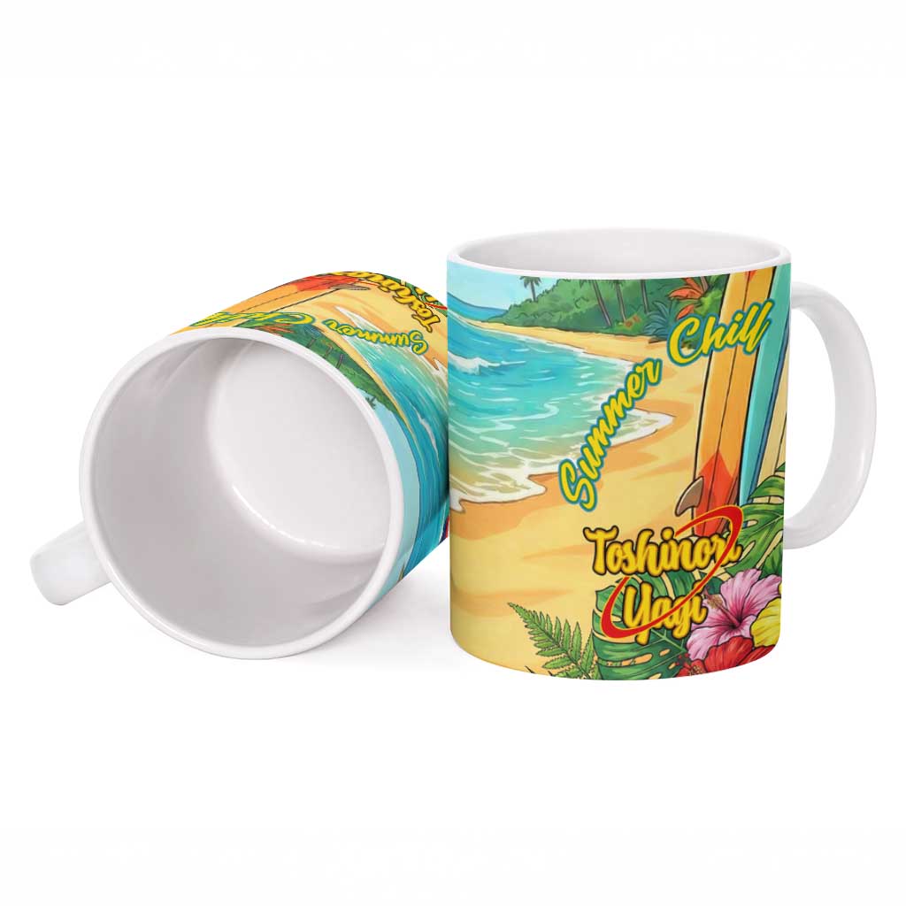 Toshinori Yagi Summer Chill Ceramic Mug Heroic Tropical Anime Art