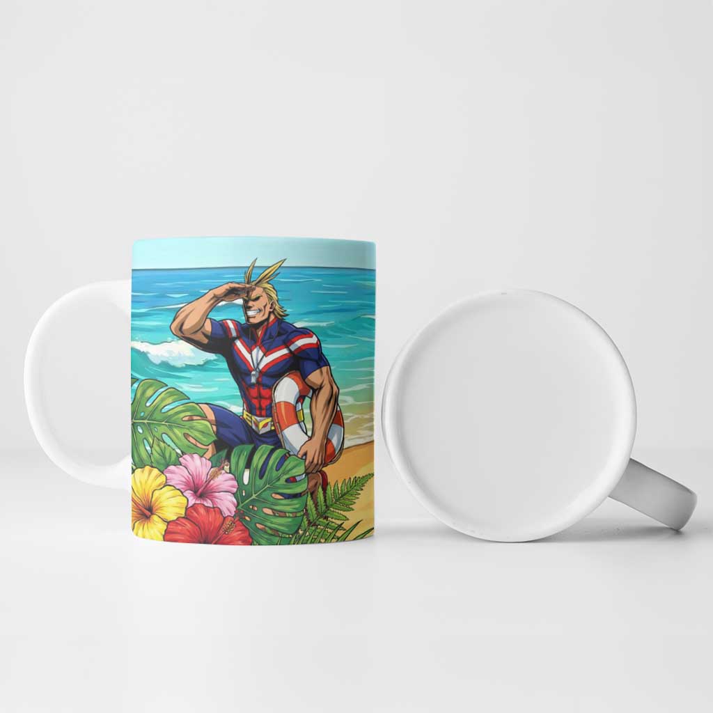 Toshinori Yagi Summer Chill Ceramic Mug Heroic Tropical Anime Art