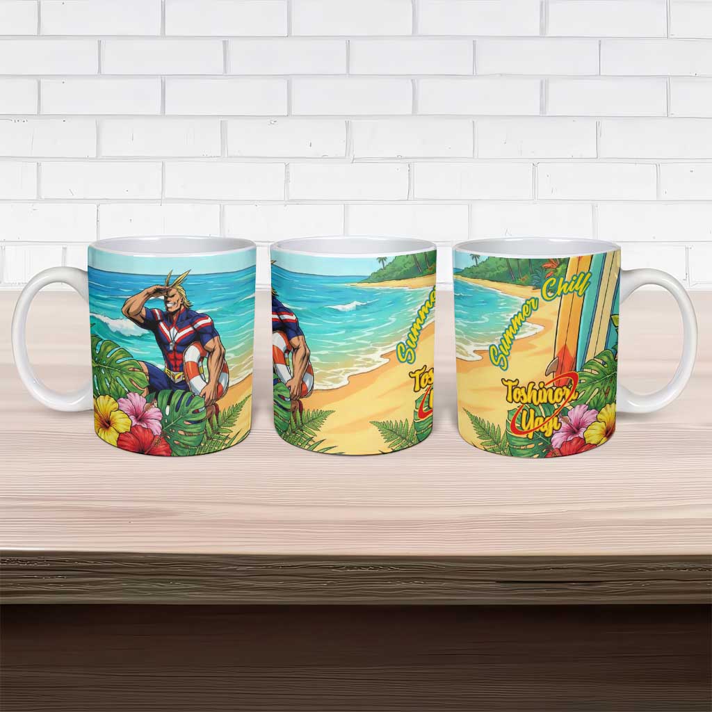 Toshinori Yagi Summer Chill Ceramic Mug Heroic Tropical Anime Art