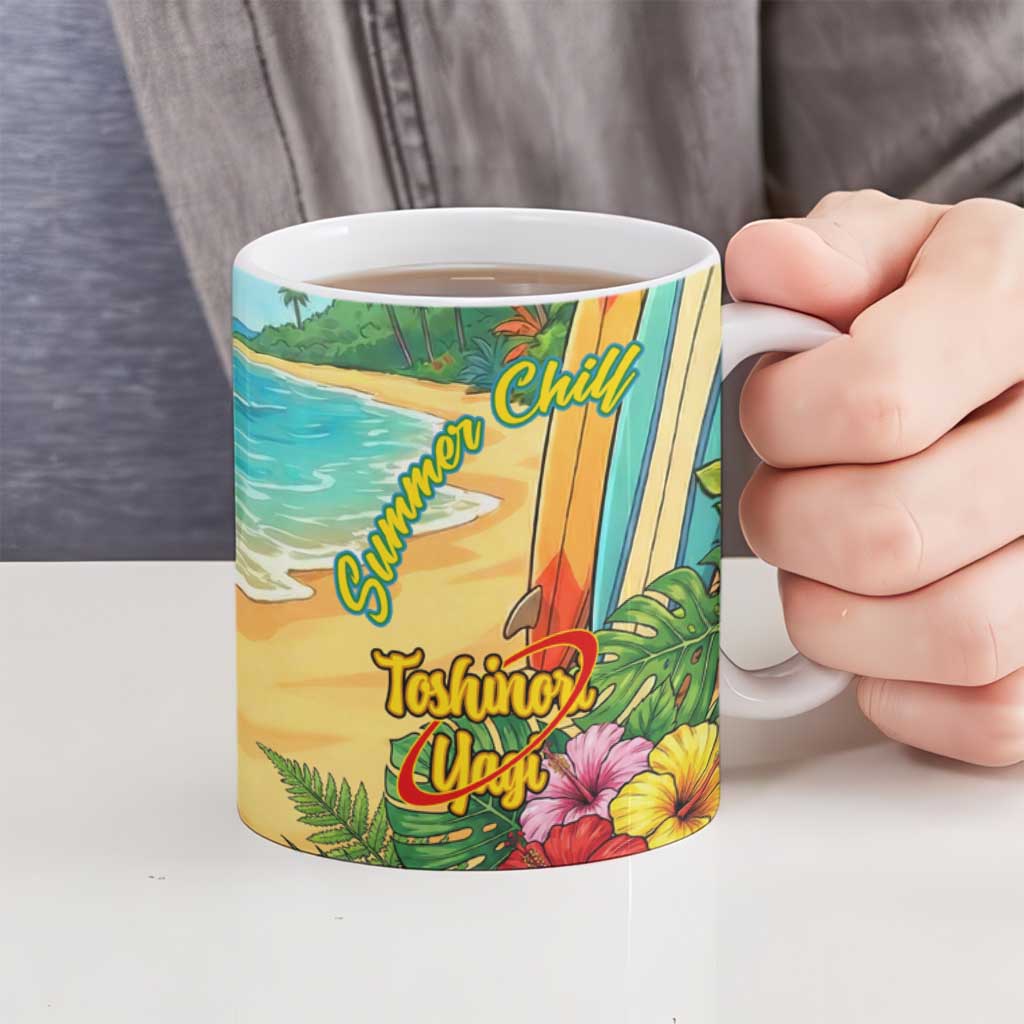 Toshinori Yagi Summer Chill Ceramic Mug Heroic Tropical Anime Art