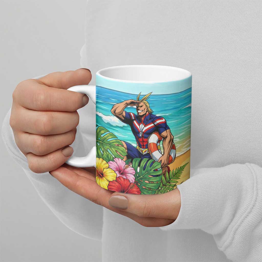 Toshinori Yagi Summer Chill Ceramic Mug Heroic Tropical Anime Art