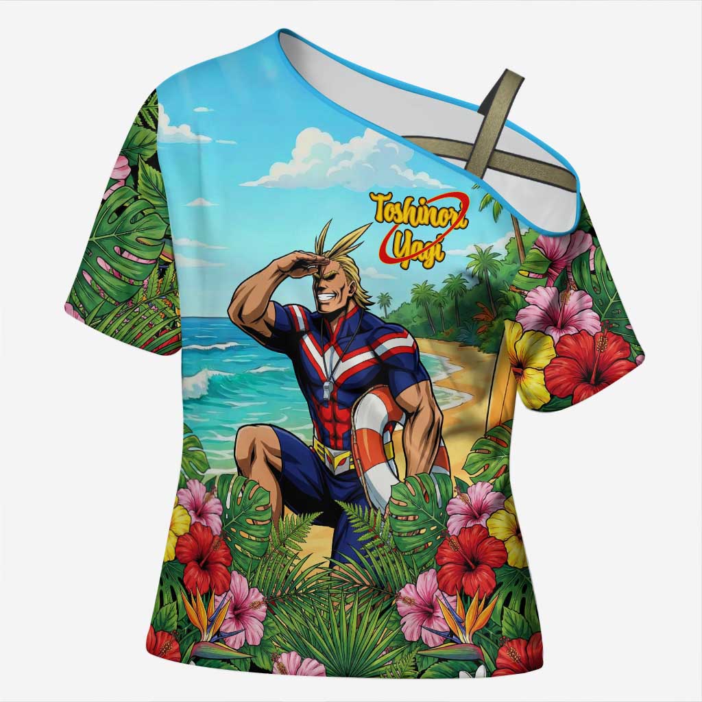 Toshinori Yagi Summer Chill Cross Shoulder Shirt Heroic Tropical Anime Art