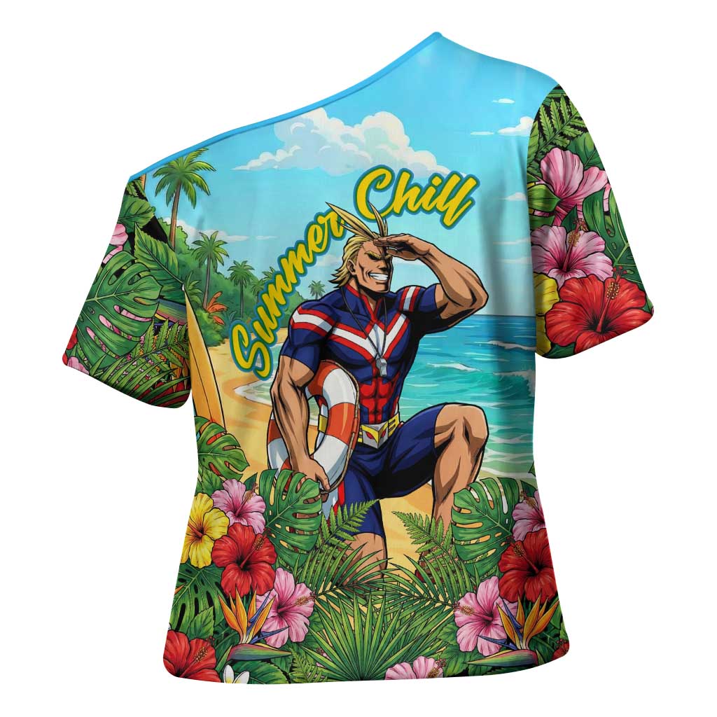 Toshinori Yagi Summer Chill Cross Shoulder Shirt Heroic Tropical Anime Art