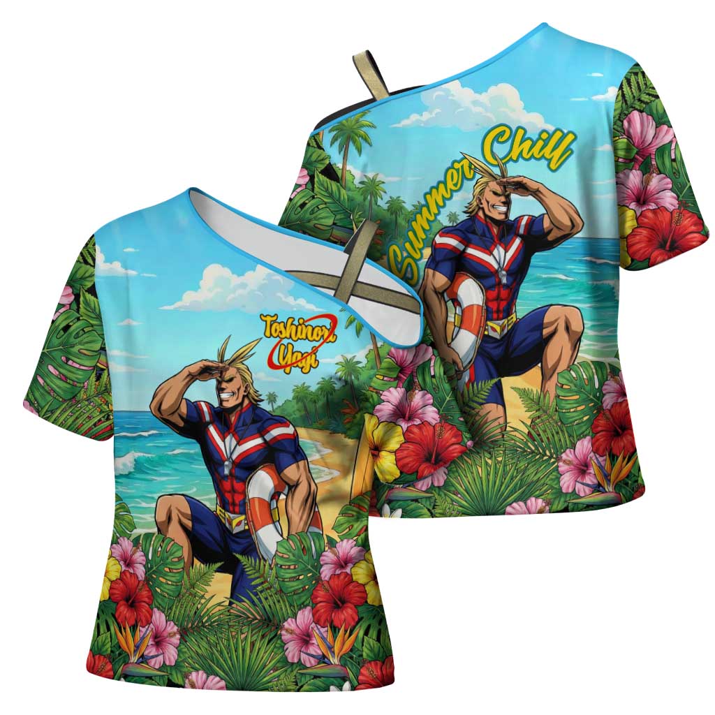 Toshinori Yagi Summer Chill Cross Shoulder Shirt Heroic Tropical Anime Art