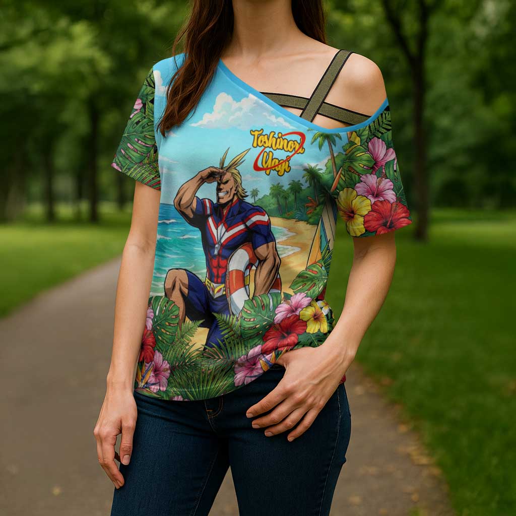 Toshinori Yagi Summer Chill Cross Shoulder Shirt Heroic Tropical Anime Art