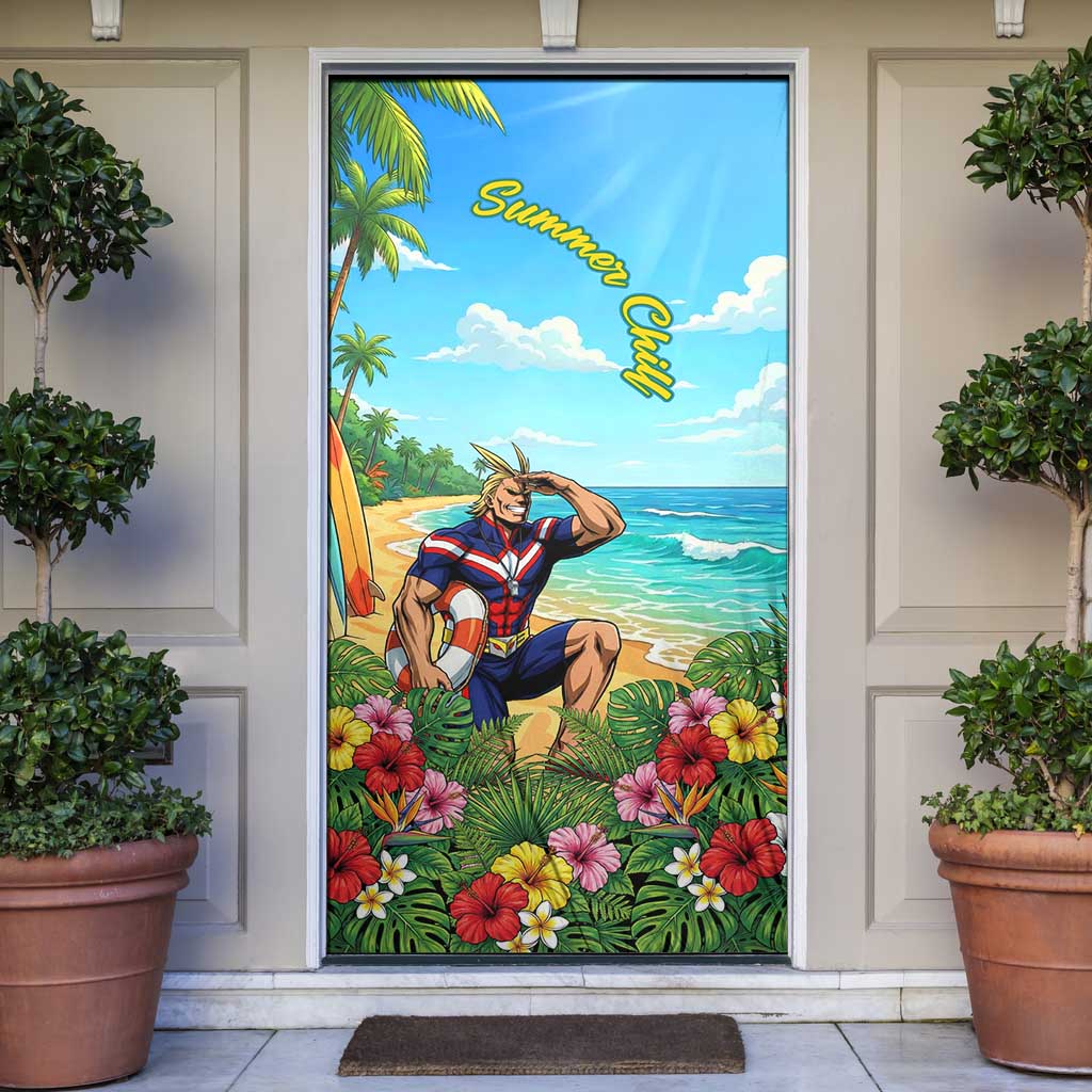 Toshinori Yagi Summer Chill Door Cover Heroic Tropical Anime Art