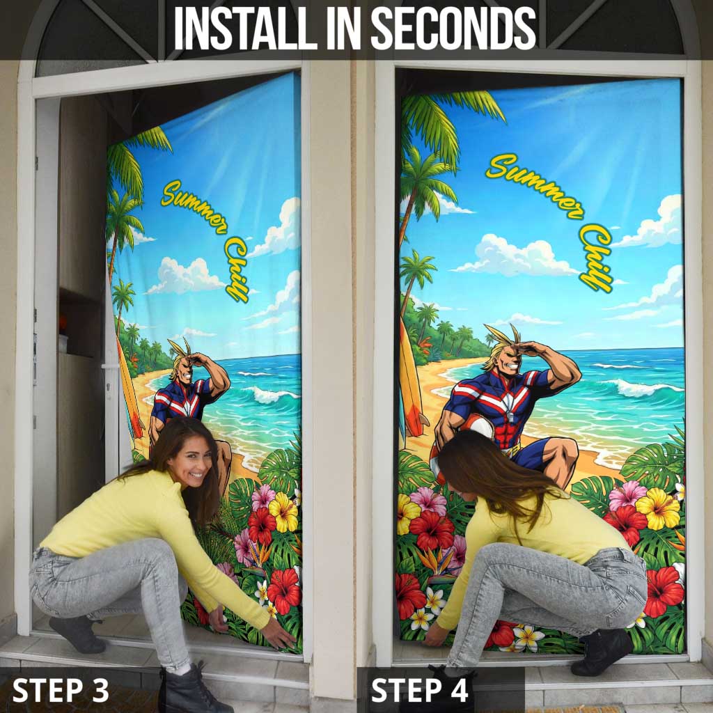 Toshinori Yagi Summer Chill Door Cover Heroic Tropical Anime Art