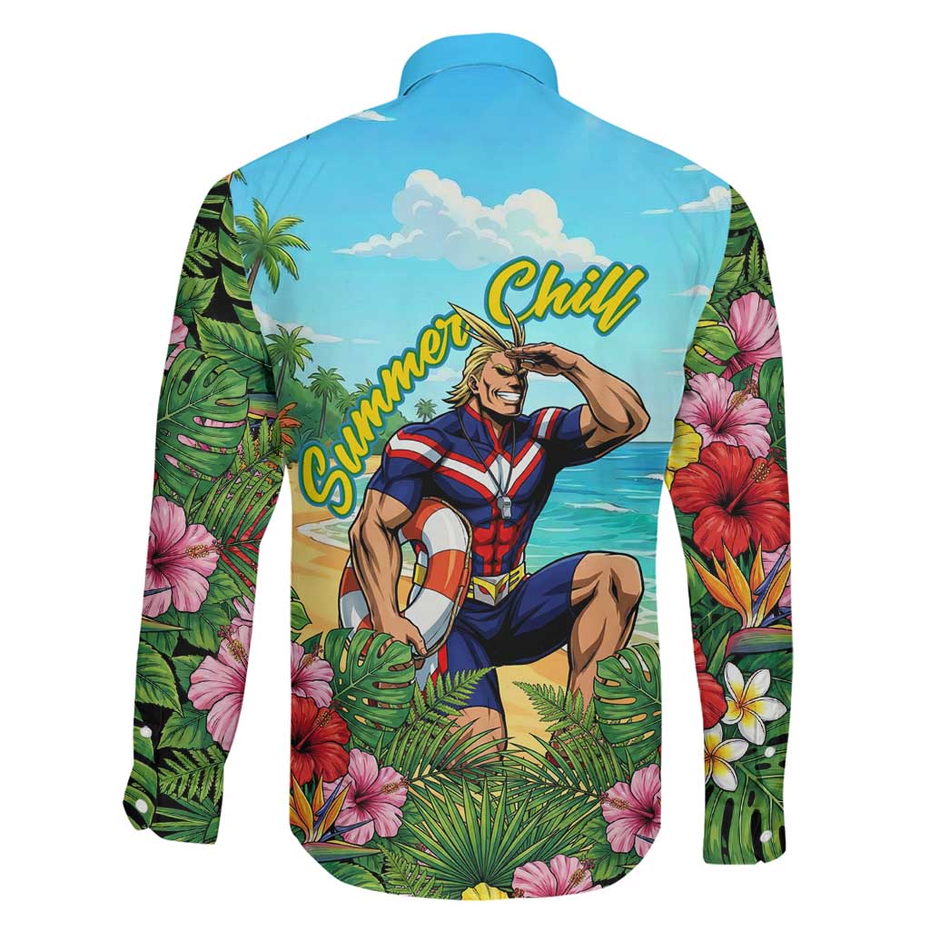 Toshinori Yagi Summer Chill Family Matching Mermaid Dress and Hawaiian Shirt Heroic Tropical Anime Art