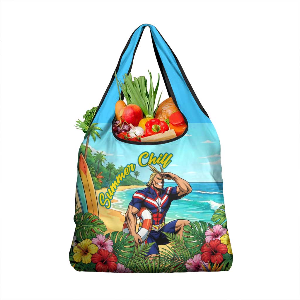 Toshinori Yagi Summer Chill Grocery Bag Heroic Tropical Anime Art