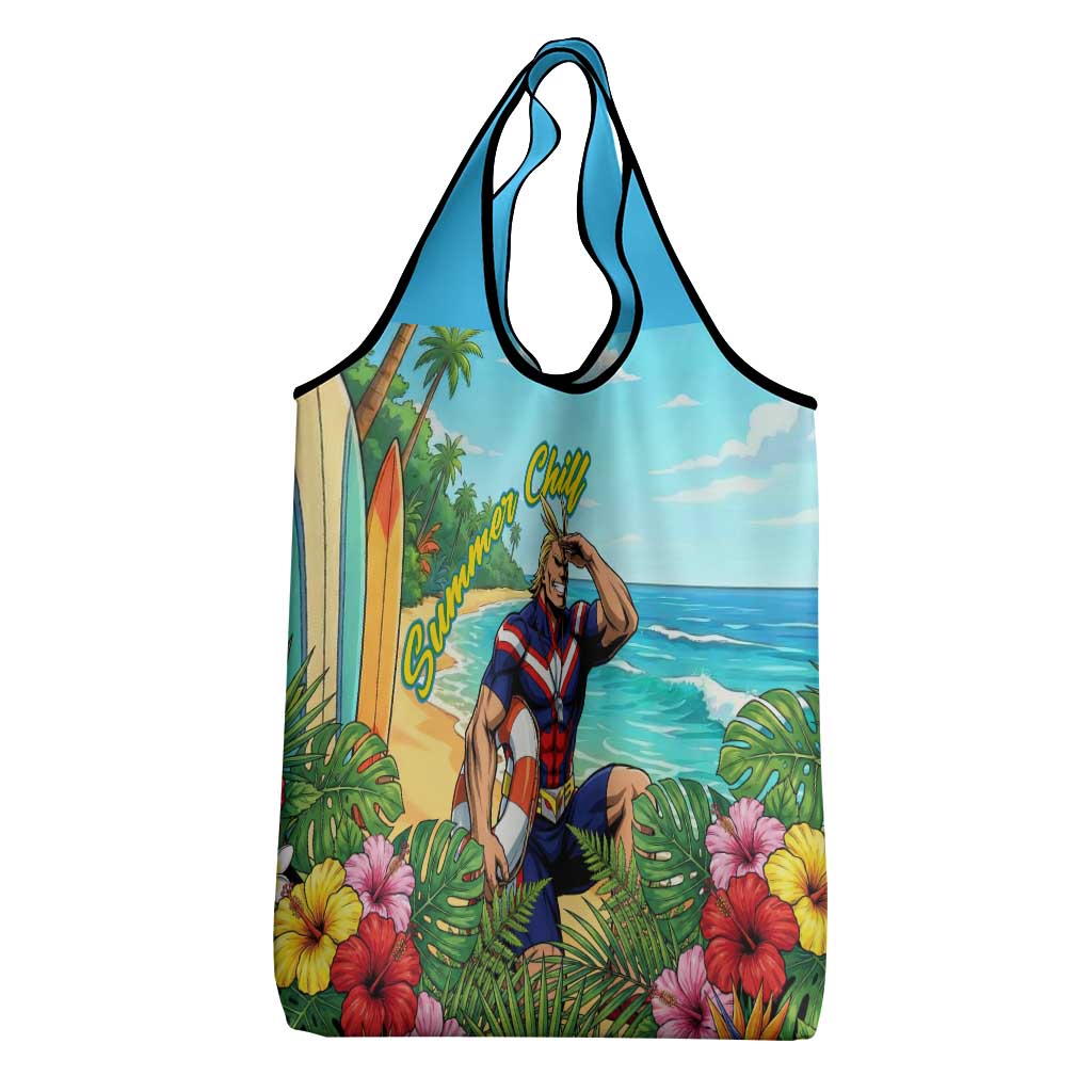 Toshinori Yagi Summer Chill Grocery Bag Heroic Tropical Anime Art