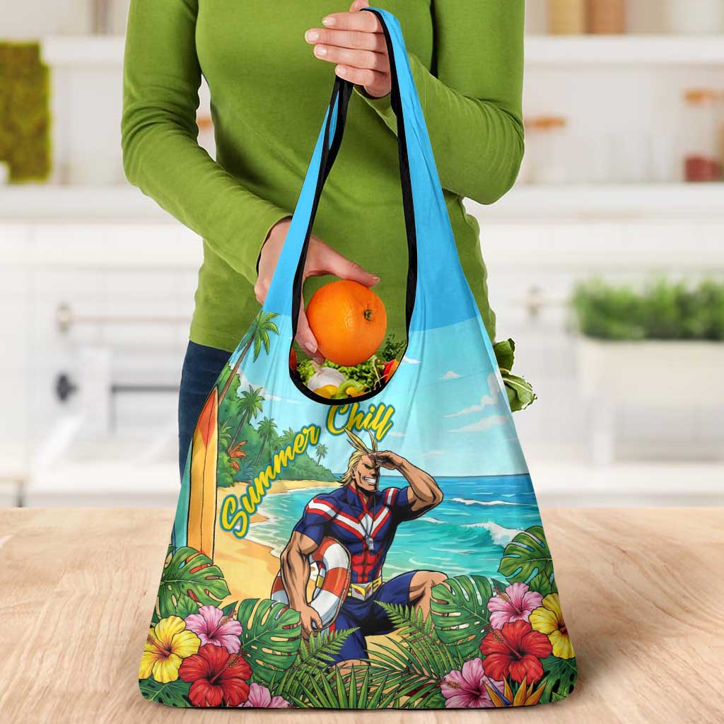 Toshinori Yagi Summer Chill Grocery Bag Heroic Tropical Anime Art