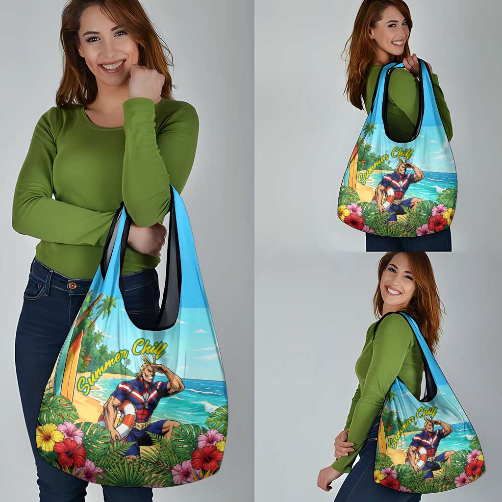 Toshinori Yagi Summer Chill Grocery Bag Heroic Tropical Anime Art