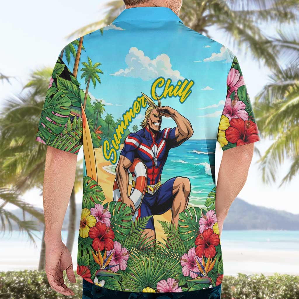 Toshinori Yagi Summer Chill Hawaiian Shirt Heroic Tropical Anime Art