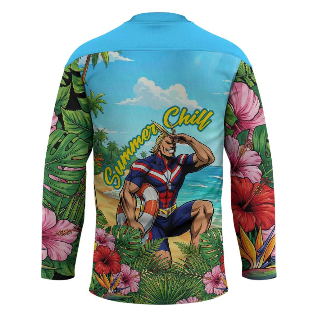 Toshinori Yagi Summer Chill Hockey Jersey Heroic Tropical Anime Art