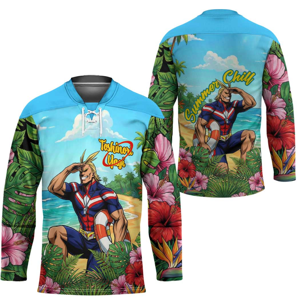 Toshinori Yagi Summer Chill Hockey Jersey Heroic Tropical Anime Art