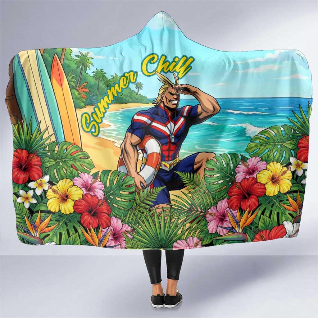 Toshinori Yagi Summer Chill Hooded Blanket Heroic Tropical Anime Art