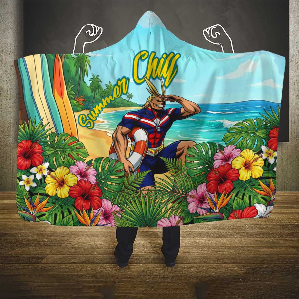 Toshinori Yagi Summer Chill Hooded Blanket Heroic Tropical Anime Art