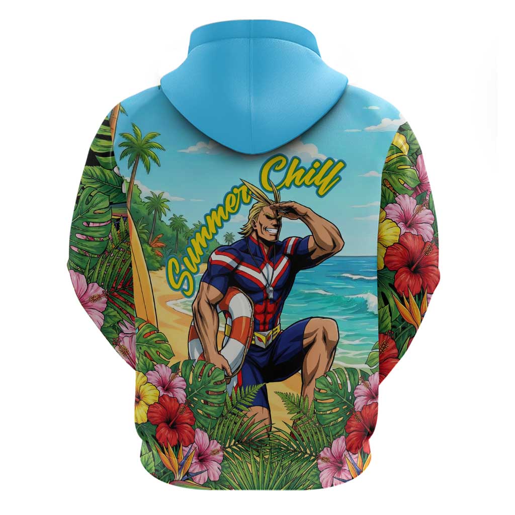 Toshinori Yagi Summer Chill Hoodie Heroic Tropical Anime Art