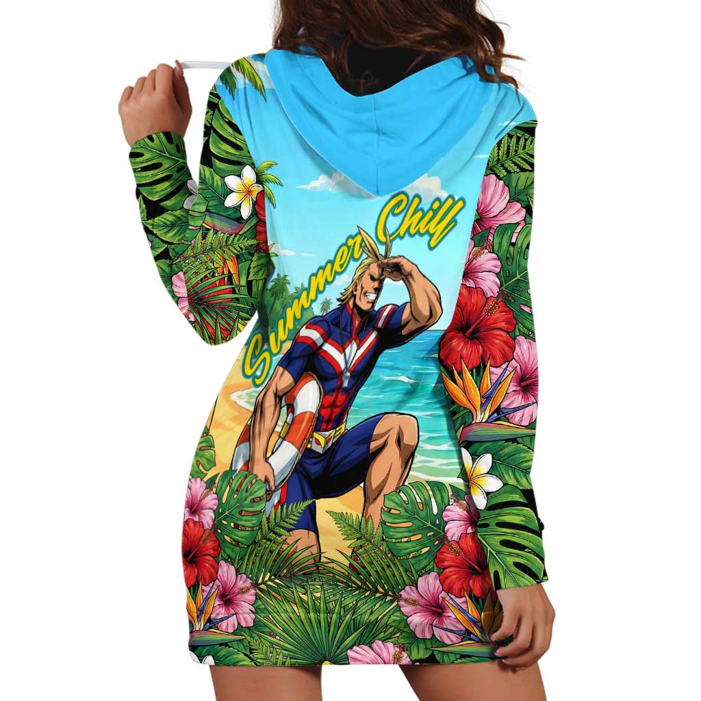 Toshinori Yagi Summer Chill Hoodie Dress Heroic Tropical Anime Art