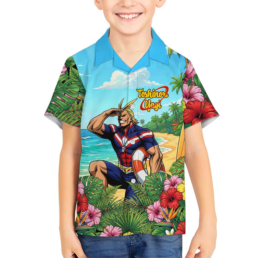 Toshinori Yagi Summer Chill Kid Hawaiian Shirt Heroic Tropical Anime Art