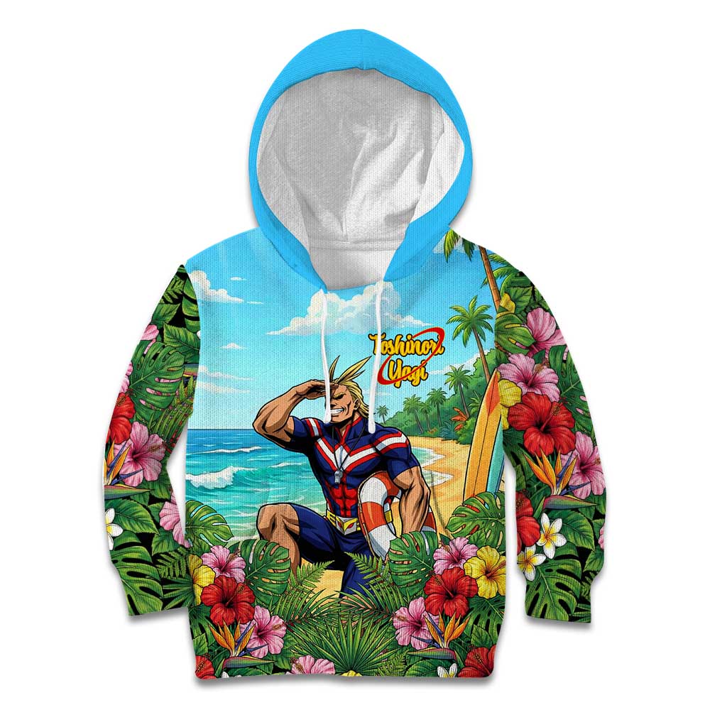 Toshinori Yagi Summer Chill Kid Hoodie Heroic Tropical Anime Art