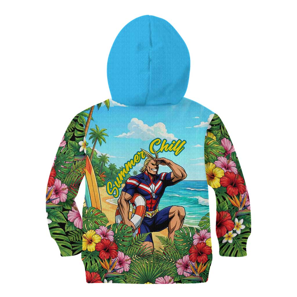 Toshinori Yagi Summer Chill Kid Hoodie Heroic Tropical Anime Art