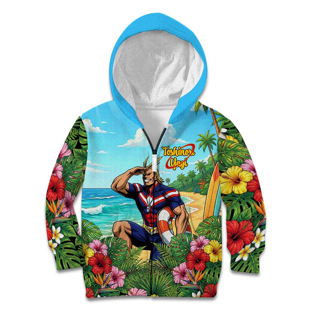 Toshinori Yagi Summer Chill Kid Hoodie Heroic Tropical Anime Art