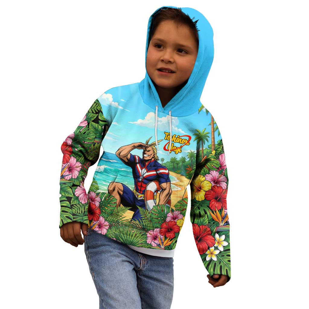 Toshinori Yagi Summer Chill Kid Hoodie Heroic Tropical Anime Art