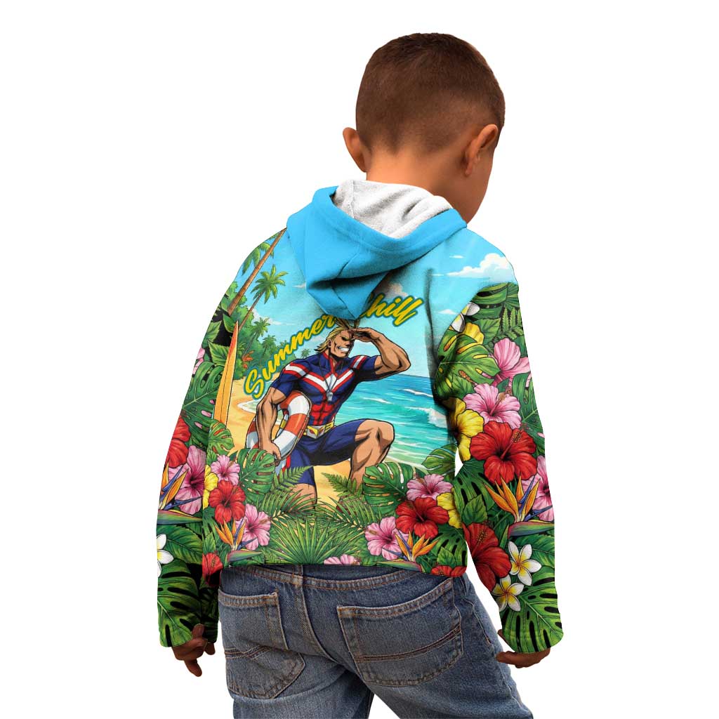 Toshinori Yagi Summer Chill Kid Hoodie Heroic Tropical Anime Art