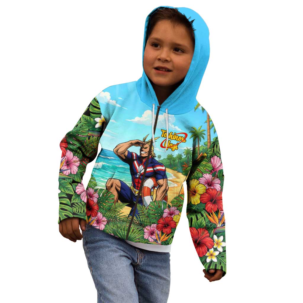 Toshinori Yagi Summer Chill Kid Hoodie Heroic Tropical Anime Art