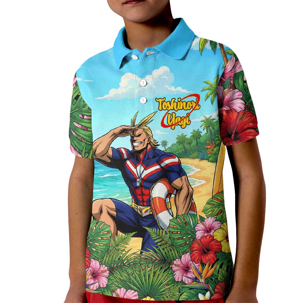 Toshinori Yagi Summer Chill Kid Polo Shirt Heroic Tropical Anime Art