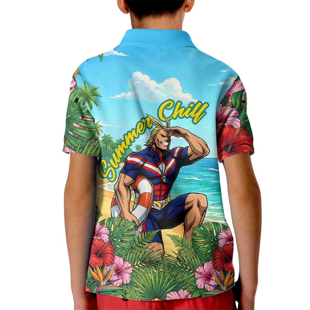 Toshinori Yagi Summer Chill Kid Polo Shirt Heroic Tropical Anime Art