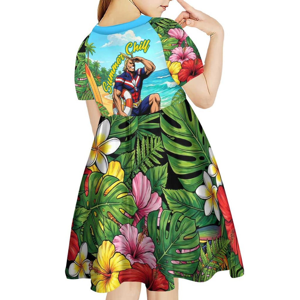 Toshinori Yagi Summer Chill Kid Short Sleeve Dress Heroic Tropical Anime Art