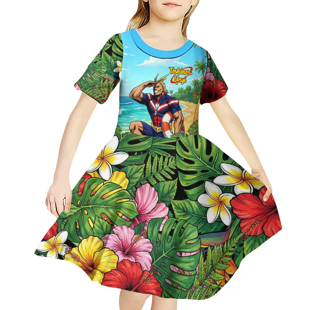 Toshinori Yagi Summer Chill Kid Short Sleeve Dress Heroic Tropical Anime Art