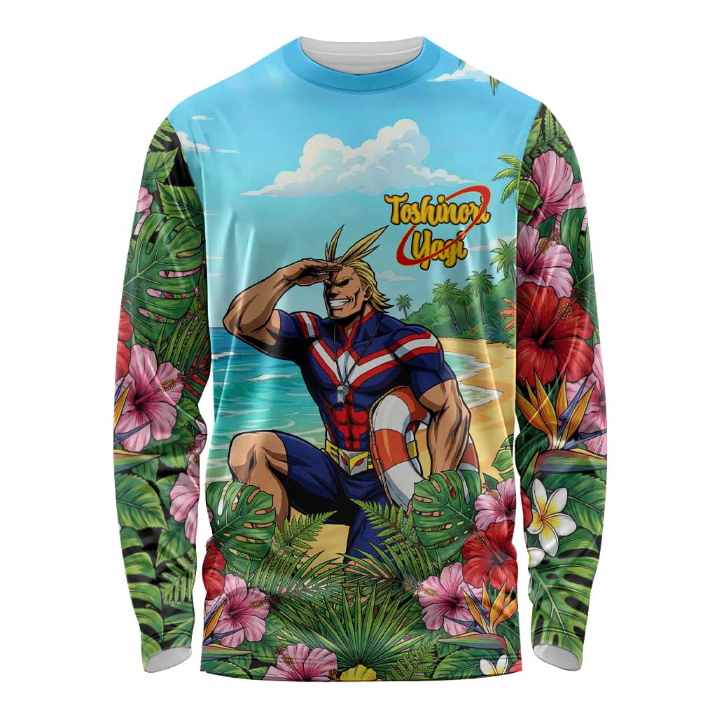 Toshinori Yagi Summer Chill Long Sleeve Shirt Heroic Tropical Anime Art
