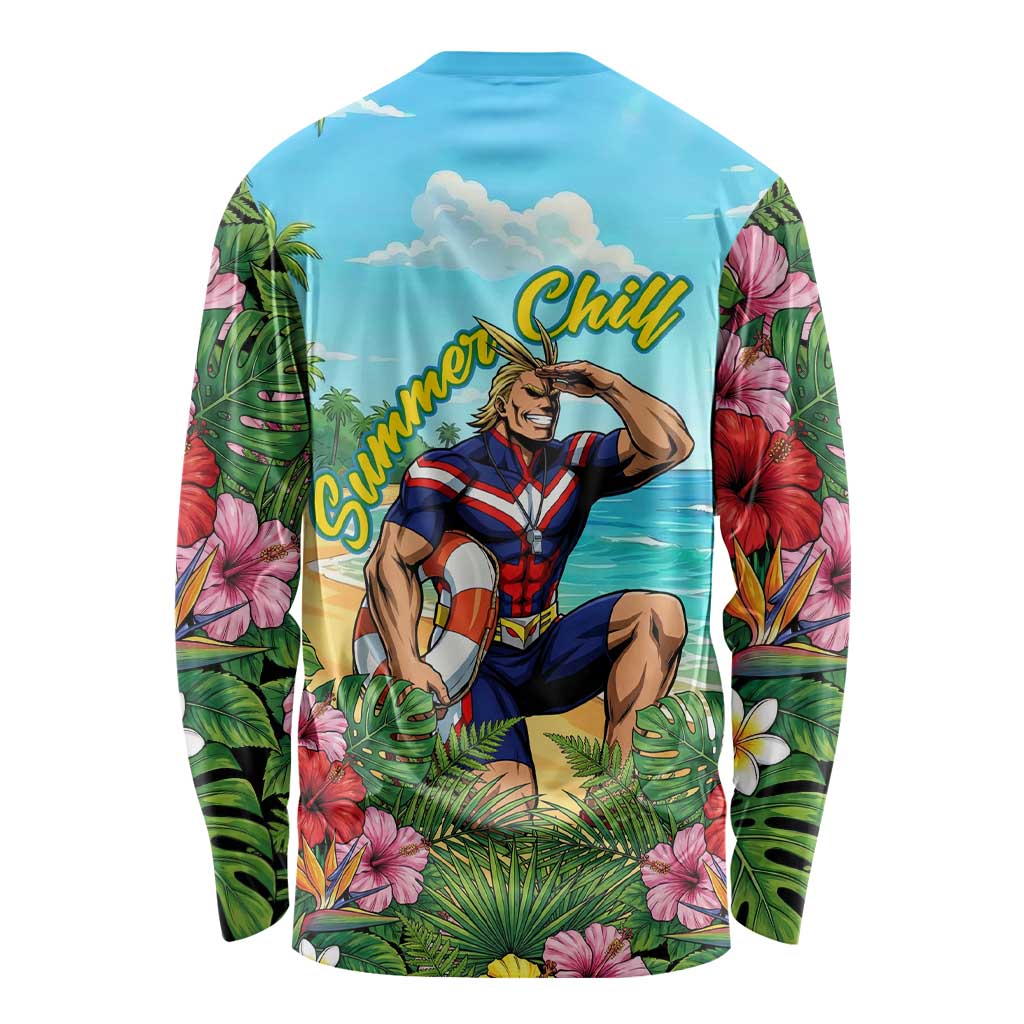 Toshinori Yagi Summer Chill Long Sleeve Shirt Heroic Tropical Anime Art
