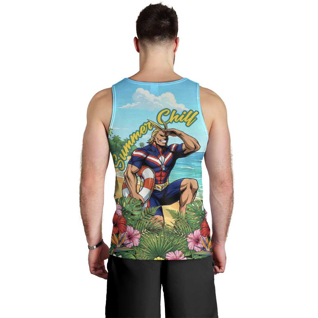 Toshinori Yagi Summer Chill Men Tank Top Heroic Tropical Anime Art