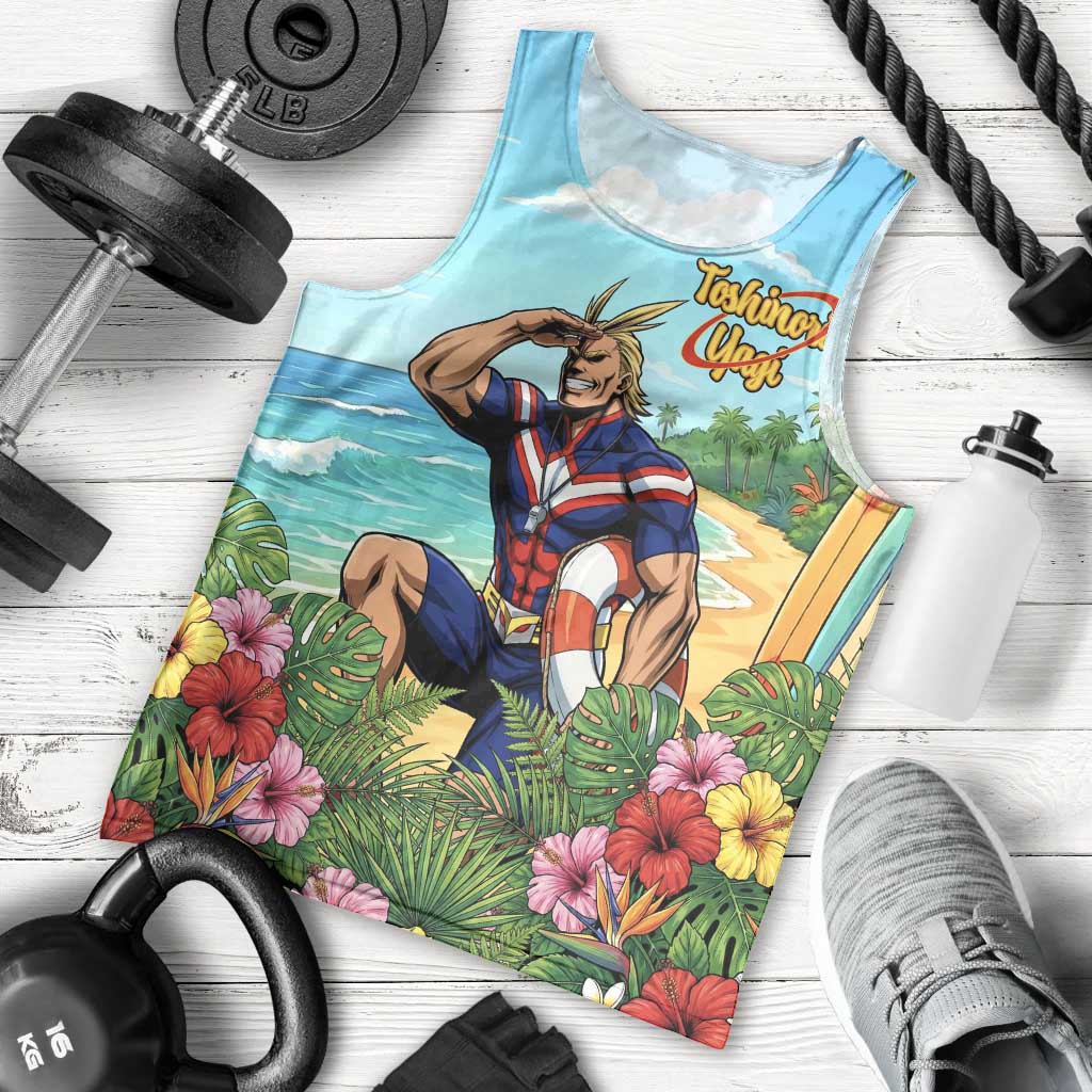 Toshinori Yagi Summer Chill Men Tank Top Heroic Tropical Anime Art