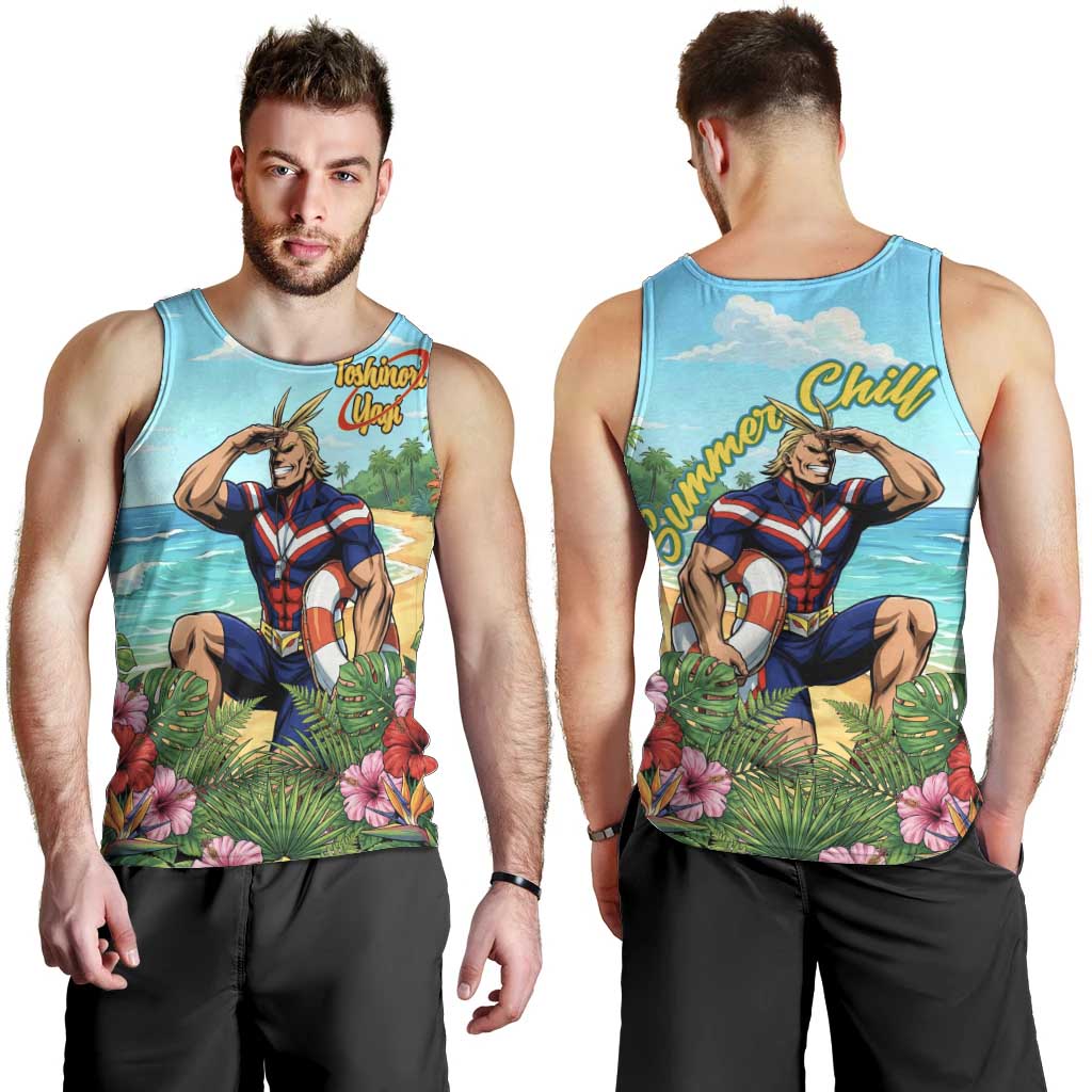 Toshinori Yagi Summer Chill Men Tank Top Heroic Tropical Anime Art