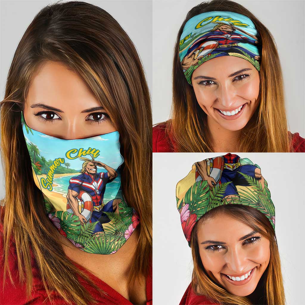 Toshinori Yagi Summer Chill Neck Gaiter Heroic Tropical Anime Art