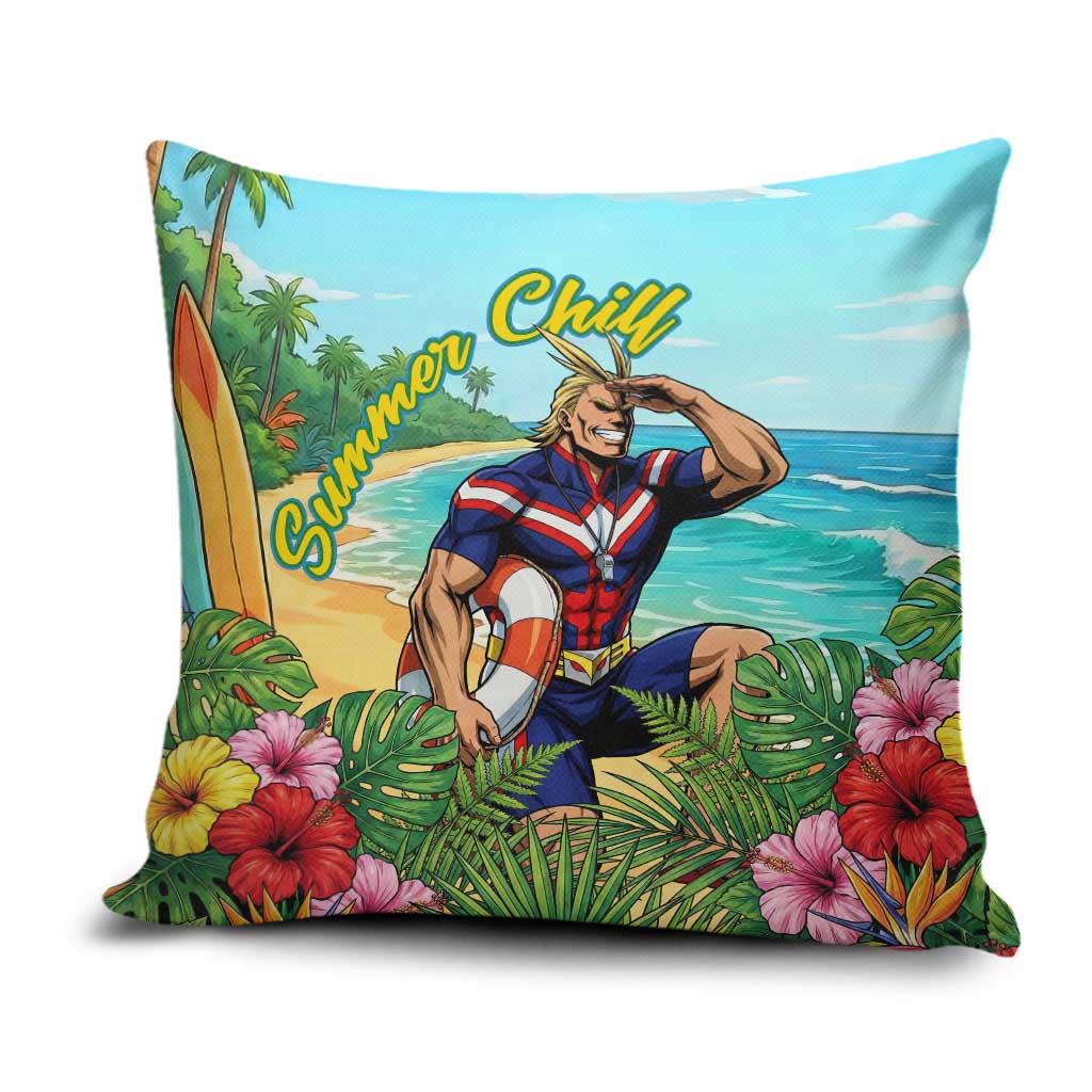 Toshinori Yagi Summer Chill Pillow Cover Heroic Tropical Anime Art